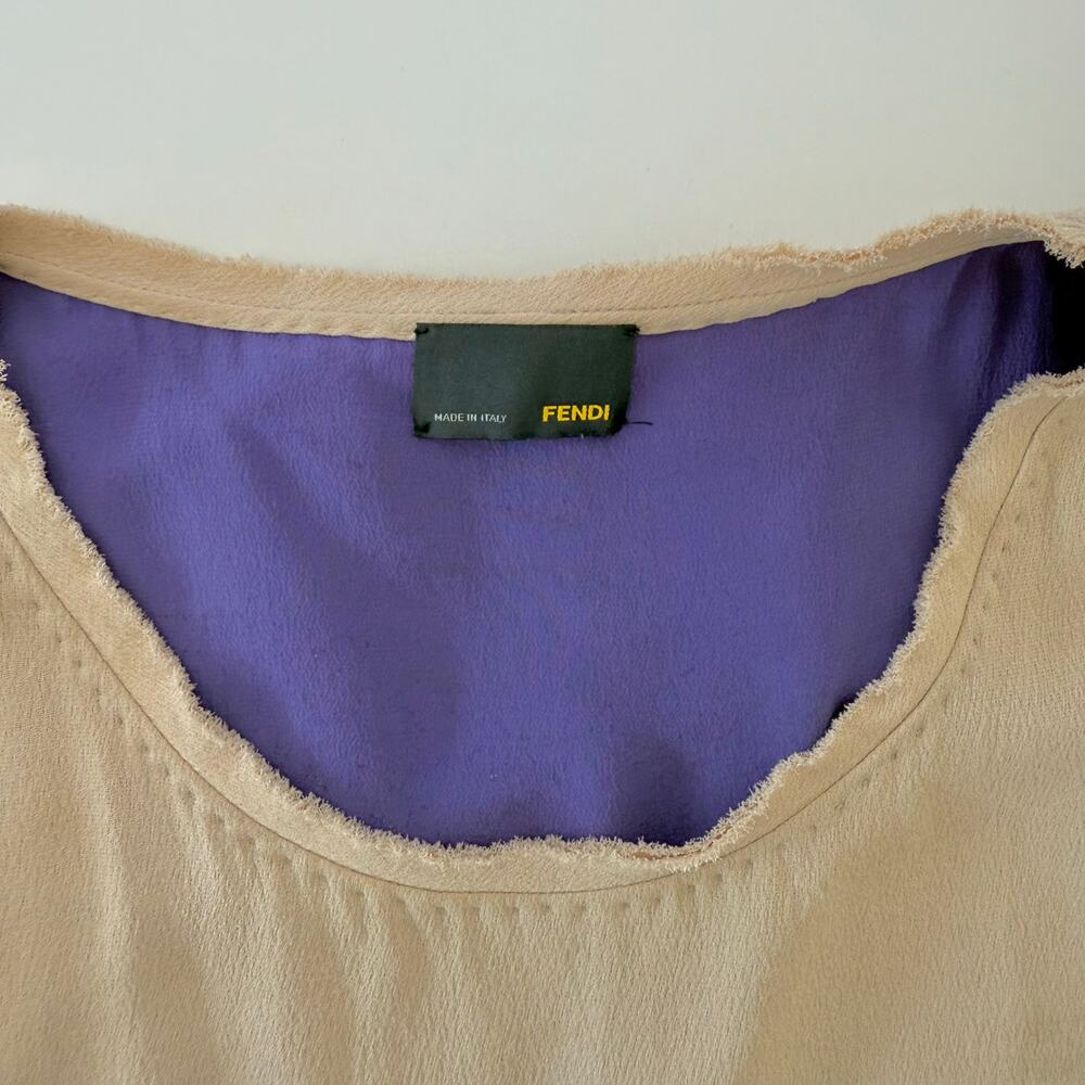 Fendi Silk Sheath Dress Layered Beige/Purple Sleeveless 40 (US XS) - Picture 9 of 12